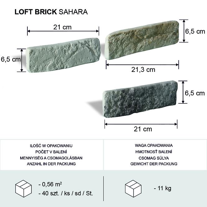 Csempe dekoratív Loft Brick Sahara csomag=0,56m2