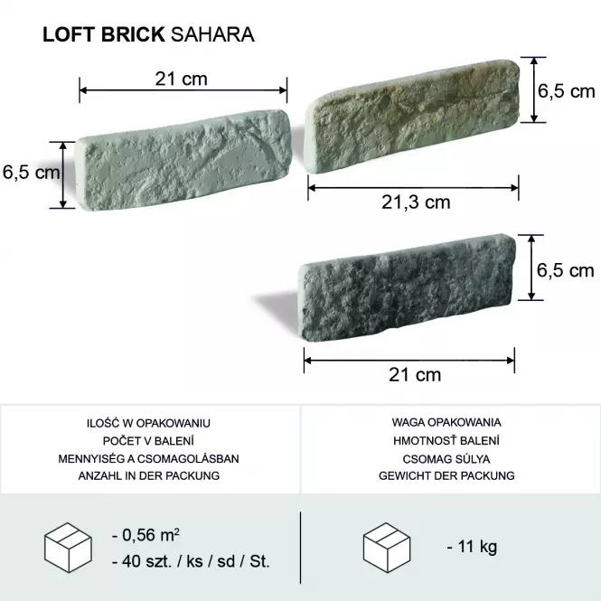 Csempe dekoratív Loft Brick Sahara csomag=0,56m2,5