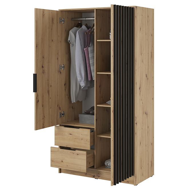 Szekrény Nelly 2d Tükör Artisan/Fekete,3