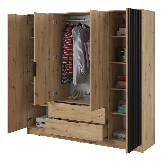 Szekrény Nelly 4d Artisan/Fekete,3