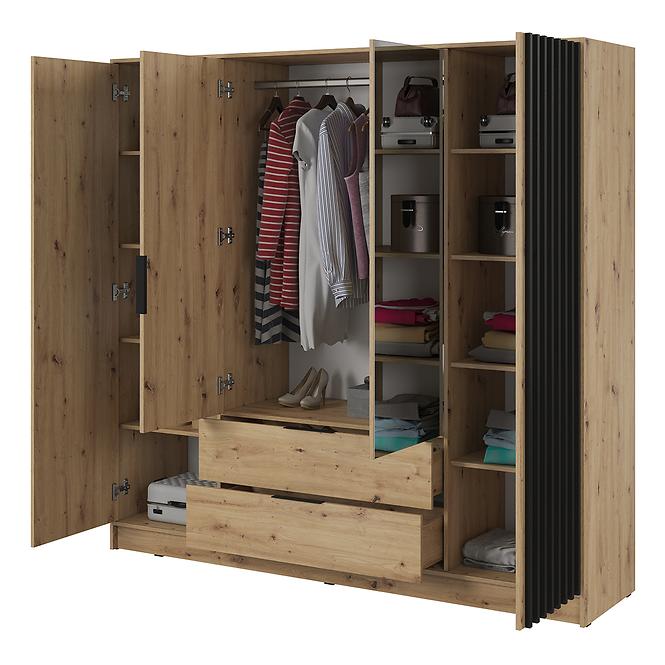Szekrény Nelly 4d Tükör Artisan/Fekete,3