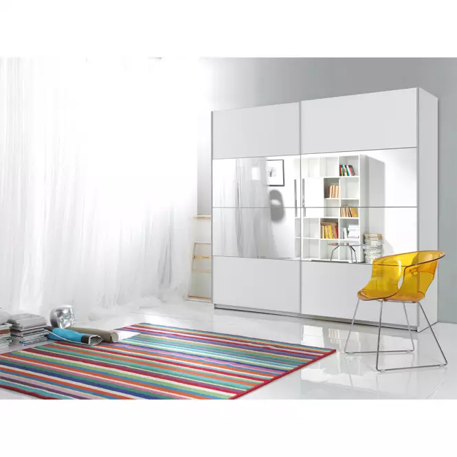 Szekrény 2d tolóajtó tükörrel 180 Beta 56 fehér,5