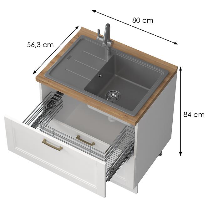 Konyhaszekrény Tara R-80-2mz/4 White Mat