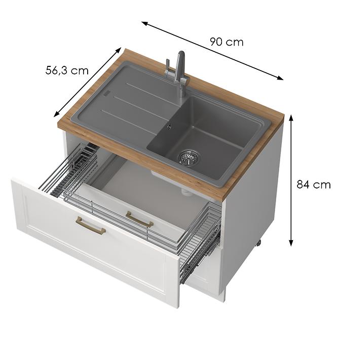 Konyhaszekrény Tara R-90-2mz/4 White Mat