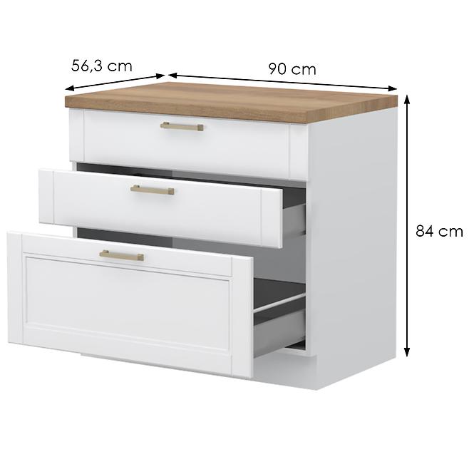Konyhaszekrény Tara R-90-3mbox/4 White Mat