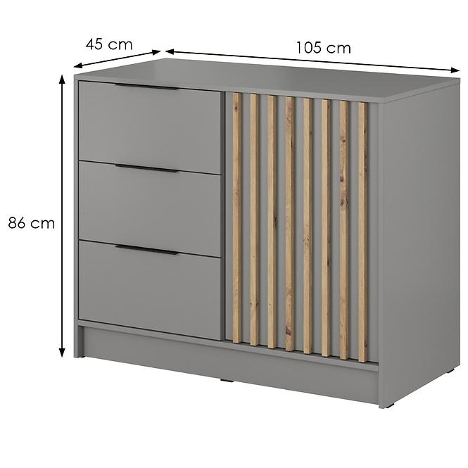 Komód Nelly 1d Szürke/Artisan
