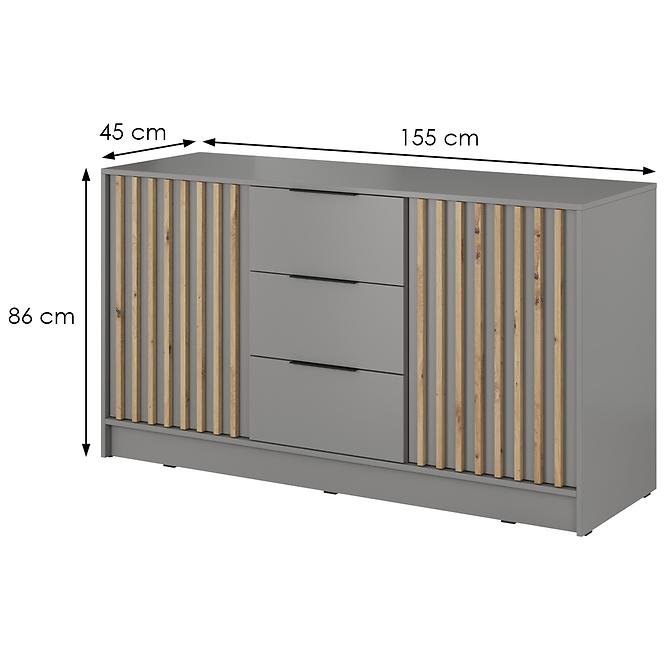 Komód Nelly 2d Szürke/Artisan