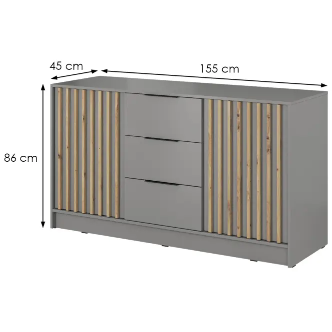 Komód Nelly 3D Szürke/Artisan,2