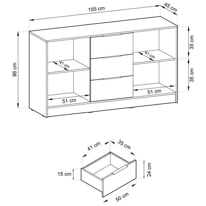 Komód Nelly 3D Szürke/Artisan,4