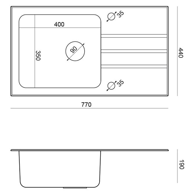 Üveg mosogatótálca Efekt 111 770x440x190 czarny