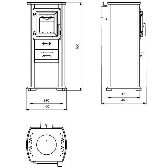 Acél Kályha Ekonomic Lux 6,6 kW piros