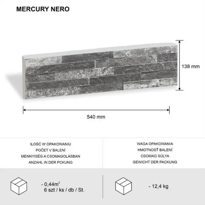 Csempe dekoratív Mont Blanc Nero