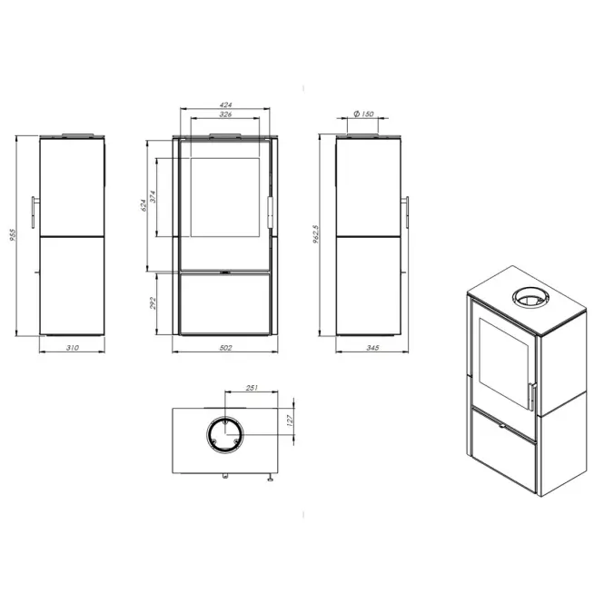 Kandallókályha Moven 5KW,2