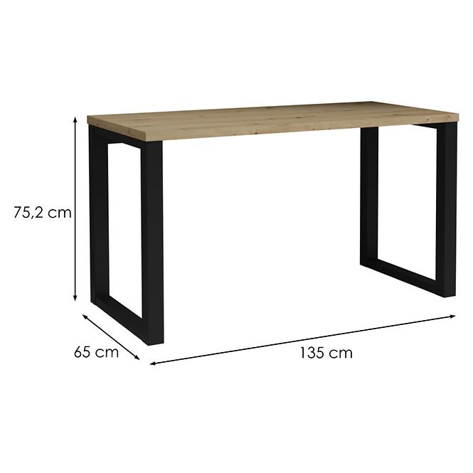 Íróasztal Max tölgyfa artisan/fekete,2