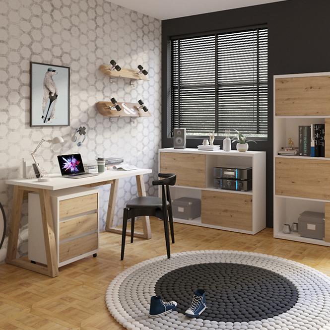 Íróasztal Iga Fehér / Tölgy Artisan