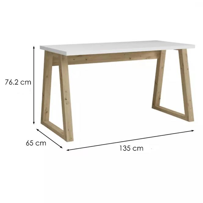 Íróasztal Iga Fehér / Tölgy Artisan