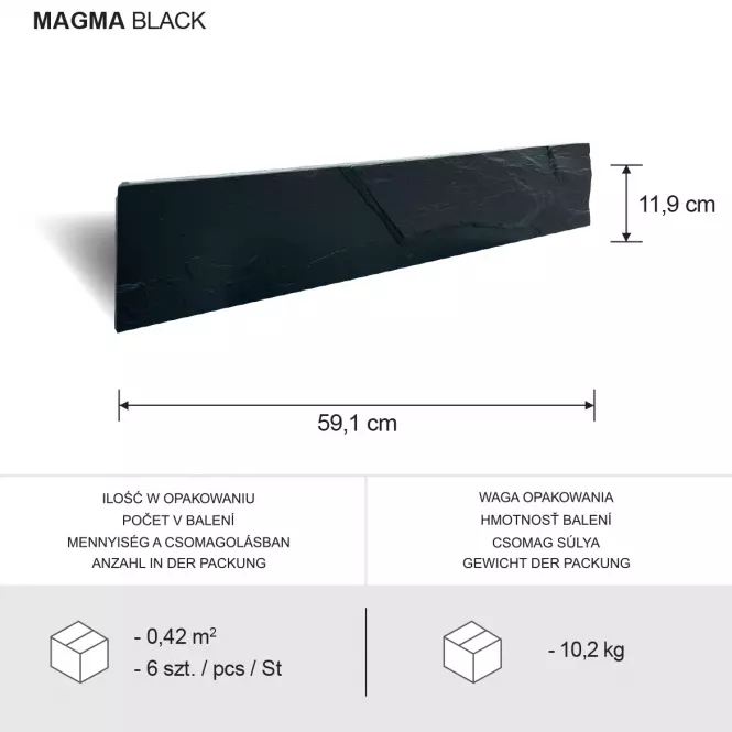 Csempe dekoratív Magma Black,3