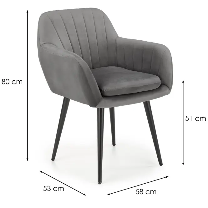 Szék K429 Velvet/Fém szürke,2