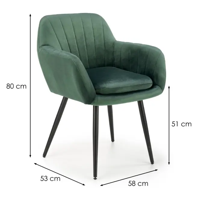 Szék K429 Velvet/Fém Sötétzöld,2