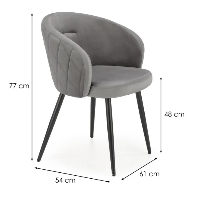 Szék K430 Velvet/Fém szürke,2
