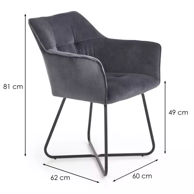 Szék K377 Velvet/Fém szürke