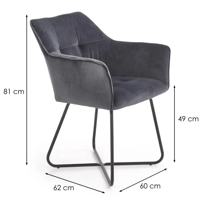 Szék K377 Velvet/Fém szürke,2