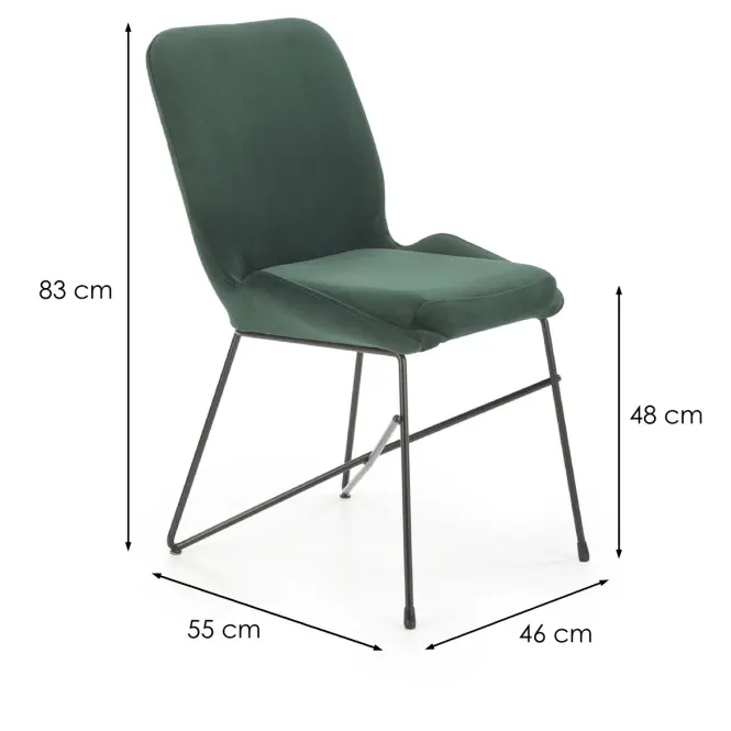 Szék K454 Velvet/Fém Sötétzöld,2