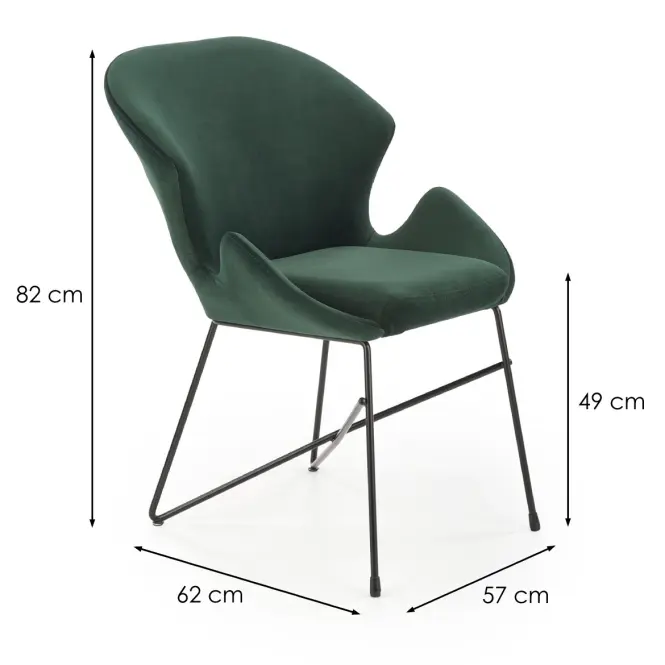 Szék K458 Velvet/Fém Sötétzöld,2