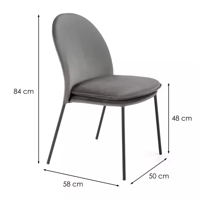 Szék K443 Velvet/Fém szürke