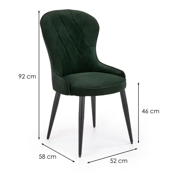 Szék K366 Velvet/Fém Sötétzöld,2