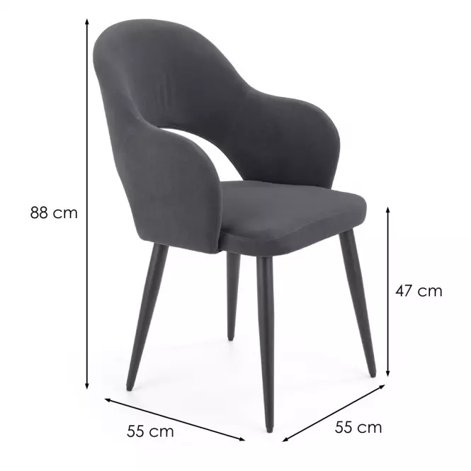 Szék K364 Velvet/Fém szürke