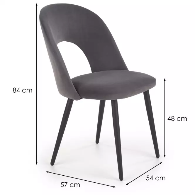 Szék K384 Velvet/Fém szürke