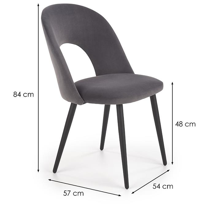 Szék K384 Velvet/Fém szürke