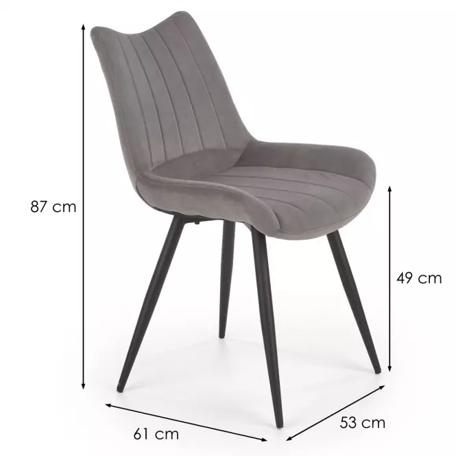 Szék K388 Velvet/Fém szürke,2