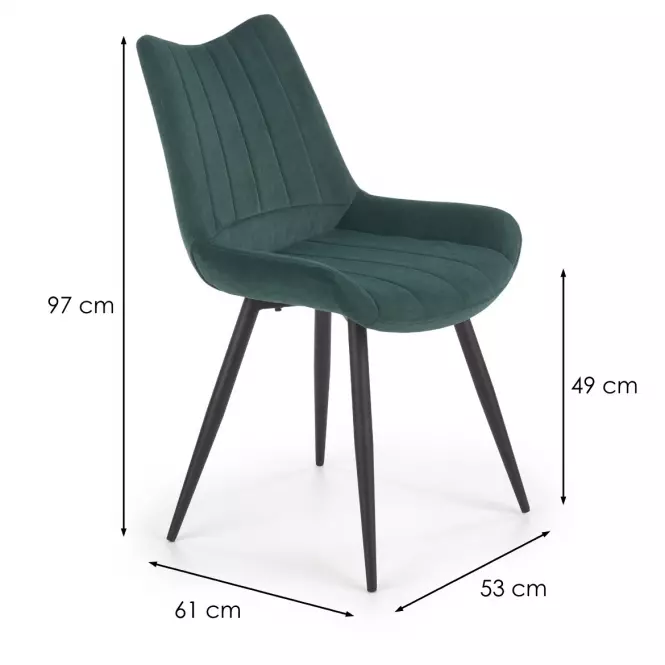 Szék K388 Velvet/Fém Sötétzöld