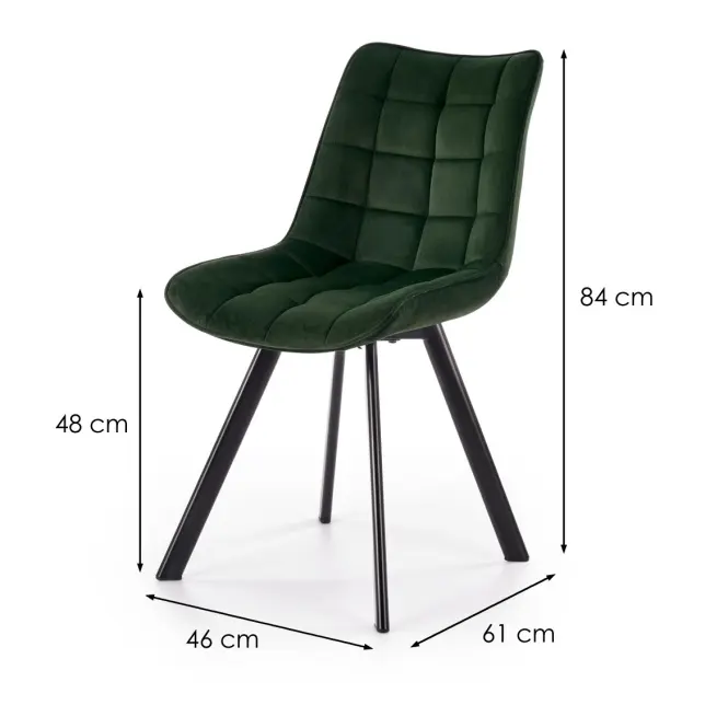 Szék K332 Velvet/Fém Sötétzöld,2