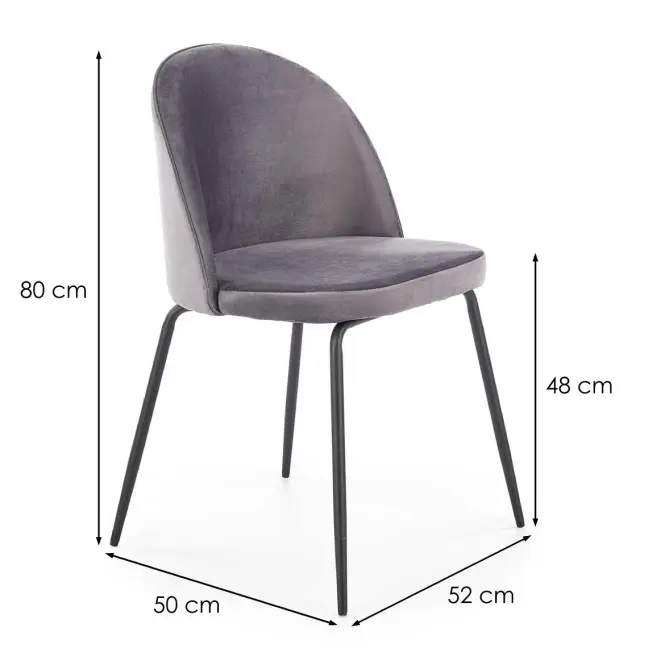 Szék K314 Velvet/Fém szürke,2