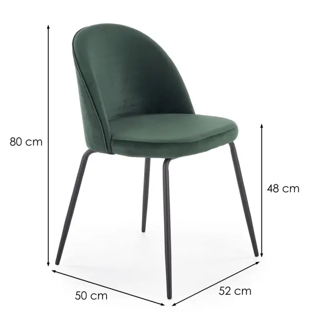 Szék K314 Velvet/Fém Sötétzöld