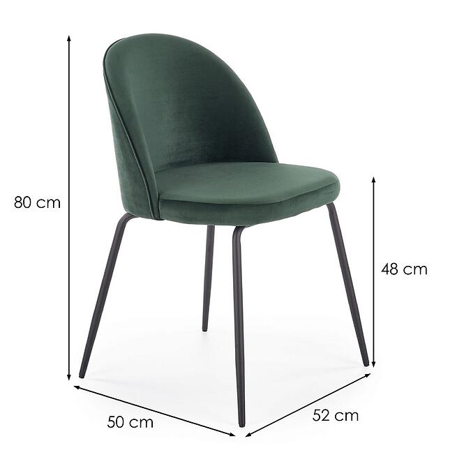 Szék K314 Velvet/Fém Sötétzöld