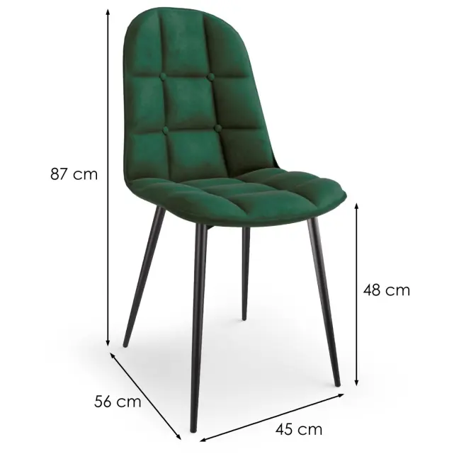 Szék K417 Velvet/Fém Sötétzöld,2