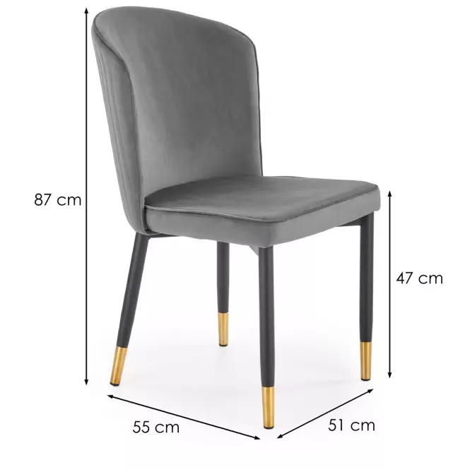 Szék K446 Velvet/Fém szürke