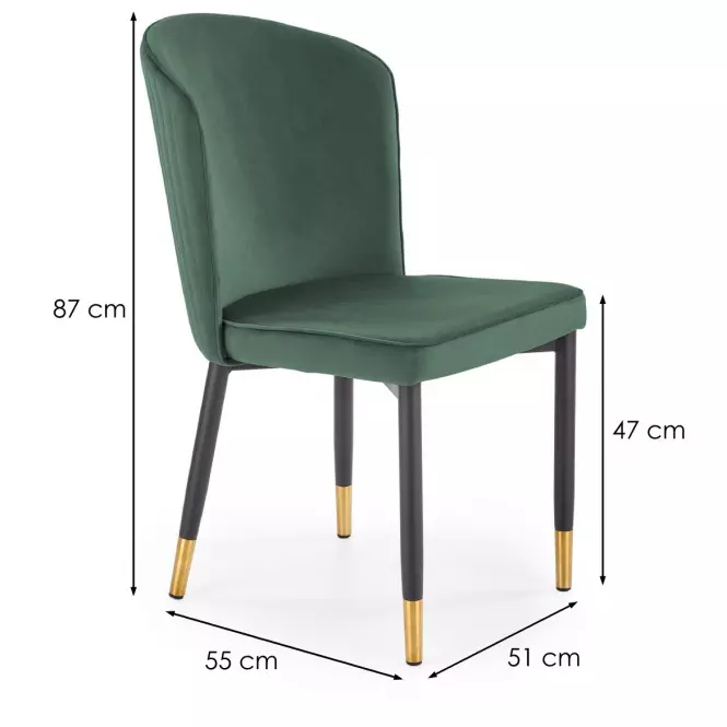 Szék K446 Velvet/Fém Sötétzöld