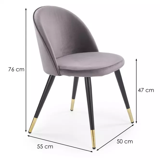 Szék K315 Velvet/Fém szürke