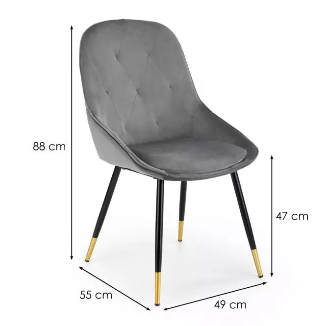 Szék K437 Velvet/Fém szürke