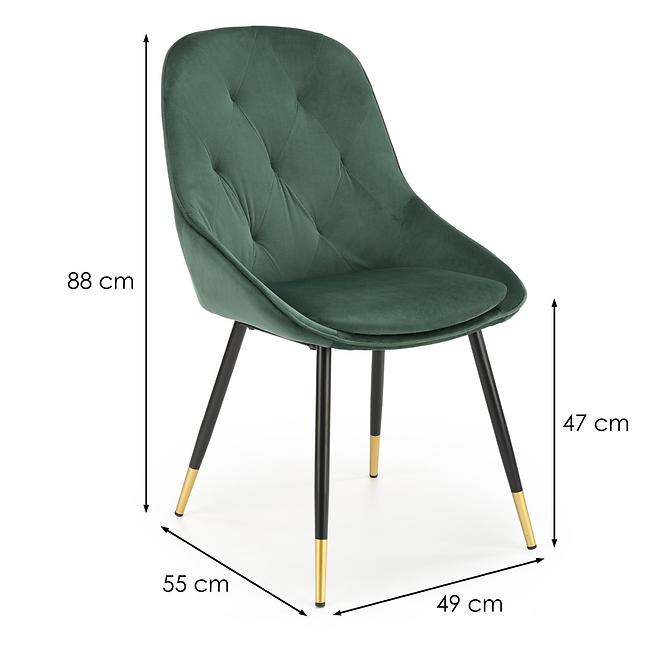 Szék K437 Velvet/Fém Sötétzöld