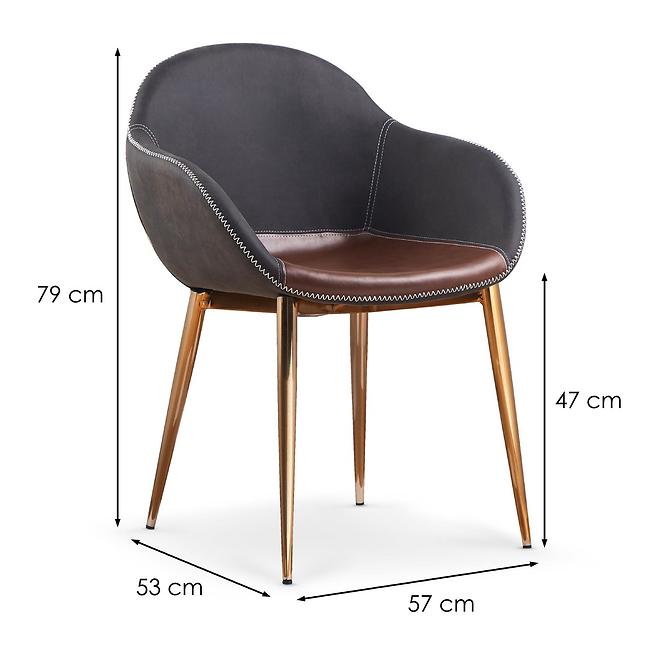 Szék K304 Eco bőr/Króm Sötét szürke/barna