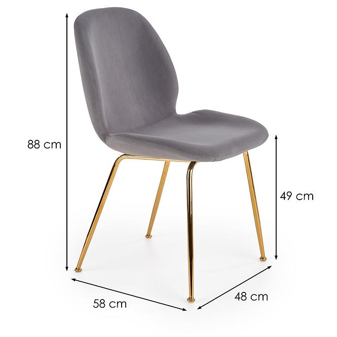 Szék K381 Velvet/Króm szürke/Aranysárga