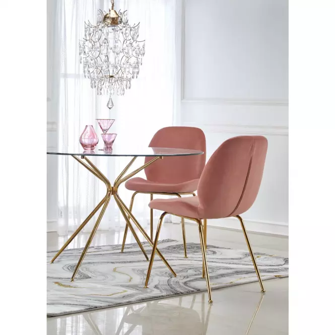 Szék K381 Velvet/Króm Rózsaszín/Aranysárga