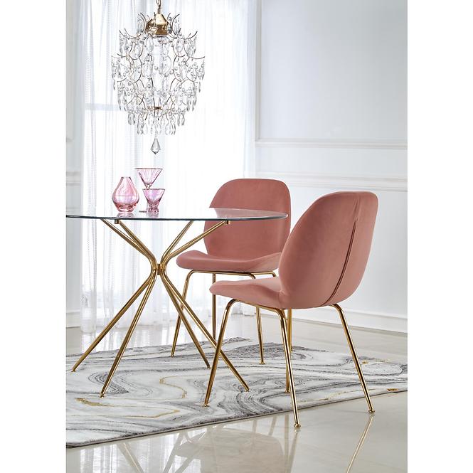 Szék K381 Velvet/Króm Rózsaszín/Aranysárga
