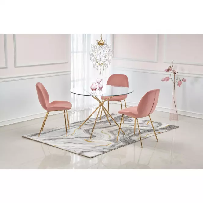 Szék K381 Velvet/Króm Rózsaszín/Aranysárga